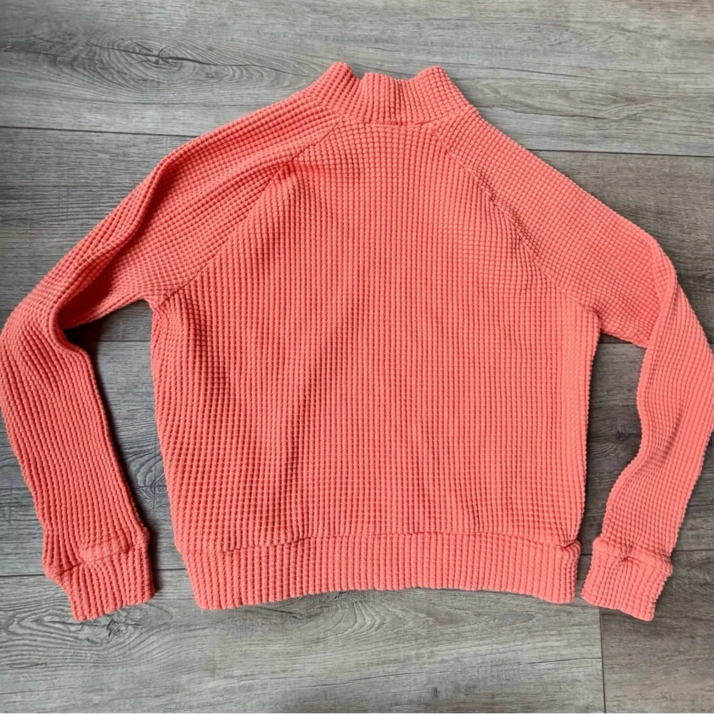The North Face Womens Waffle Knit Cropped Sweatshirt Gym Workout Yoga Mock Neck - Picture 4 of 5